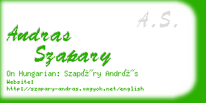 andras szapary business card